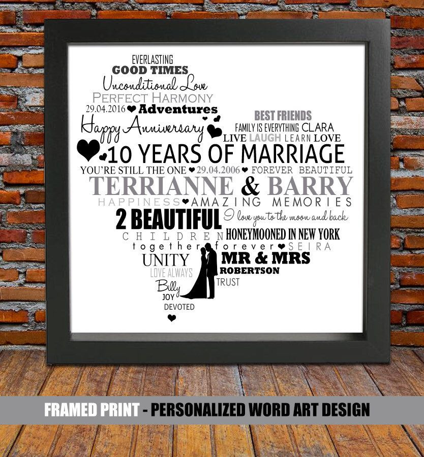 10 Year Wedding Anniversary Gift Ideas For Couple
 Personalized 10th wedding anniversary 10 year wedding