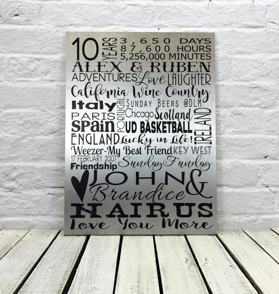 10 Yr Anniversary Gift Ideas For Him
 10 year anniversary t for him metal wall art tin