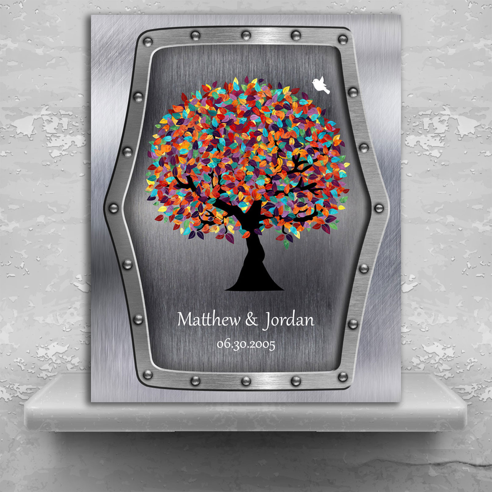 11Th Wedding Anniversary Gift Ideas
 11th Wedding Anniversary Faux Steel Colorful Spring Tree