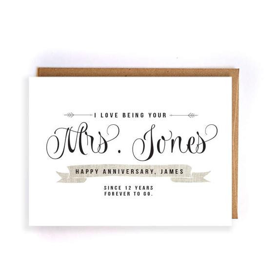 12Th Anniversary Gift Ideas For Him
 Custom name 12th anniversary cards for him linen anniversary