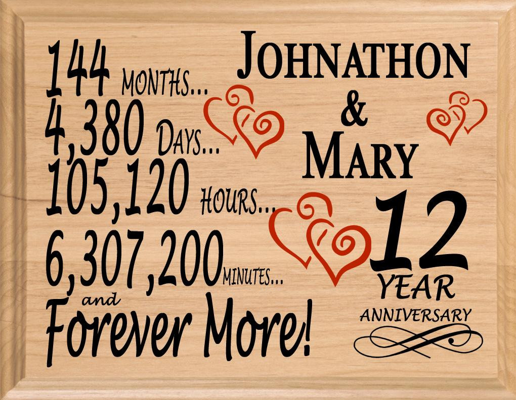 12Th Anniversary Gift Ideas For Him
 12 Year Anniversary Gifts Personalized 12th For Her Him Couple