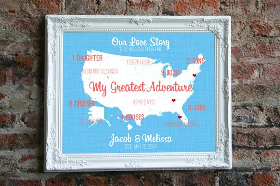 13Th Anniversary Gift Ideas
 13th Anniversary Wedding Gift For Him 13 Year by SoleStudio