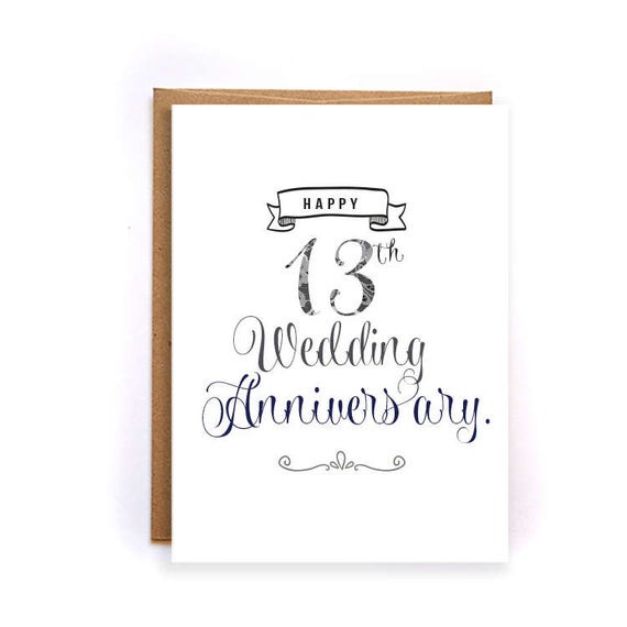 13Th Anniversary Gift Ideas For Him
 13th anniversary card lace anniversary card for him cute
