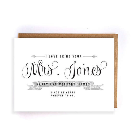 13Th Anniversary Gift Ideas For Him
 Items similar to Custom name 13th anniversary cards for