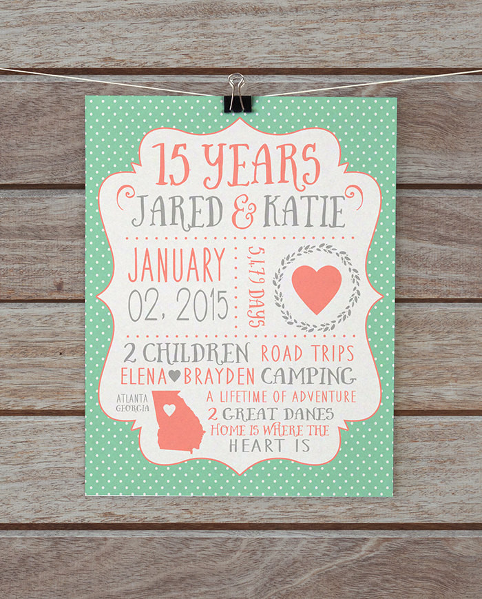 15 Year Anniversary Gift Ideas For Couples
 15 Year Anniversary Gift for Husband and Wife 15th