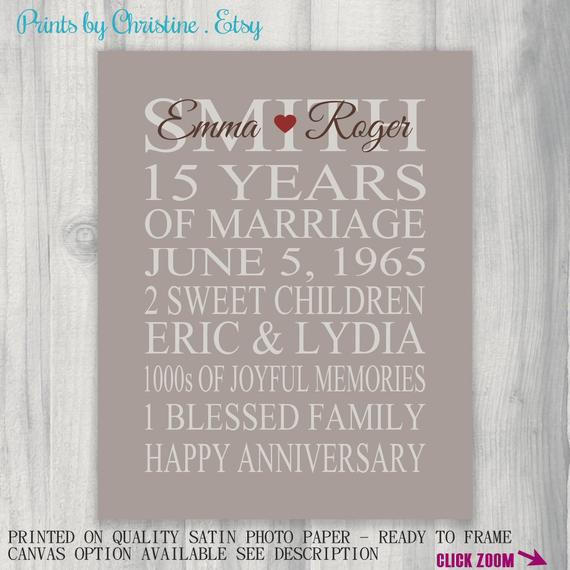 15 Year Anniversary Gift Ideas For Couples
 15 Year Anniversary Gift Print Wedding Anniversary