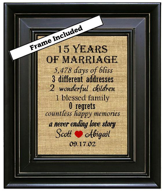 15Th Wedding Anniversary Gift Ideas
 FRAMED 15th Wedding Anniversary 15th Anniversary Gifts 15th