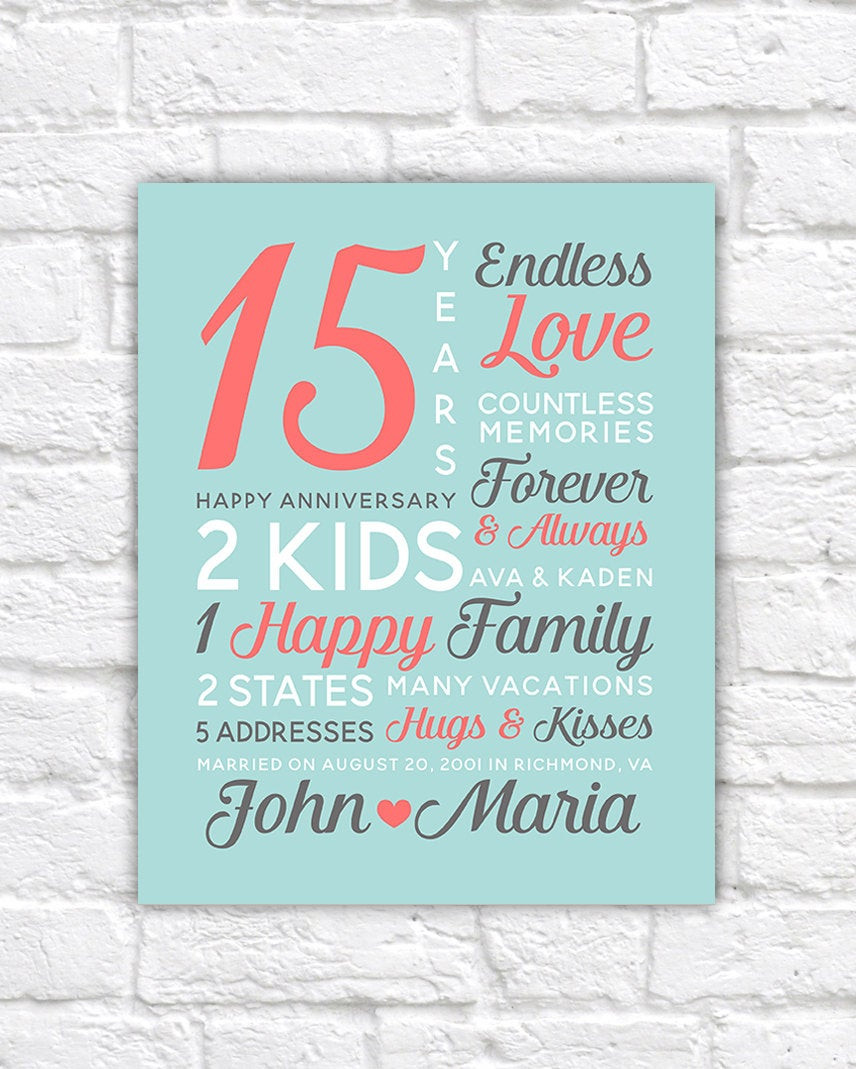 15Th Wedding Anniversary Gift Ideas
 Personalized Anniversary Gifts Wedding Date Canvas Art 15th