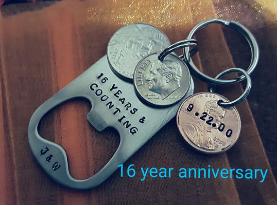 16 Year Anniversary Gift Ideas For Him
 16th anniversary keychain 16 year anniversary t for him