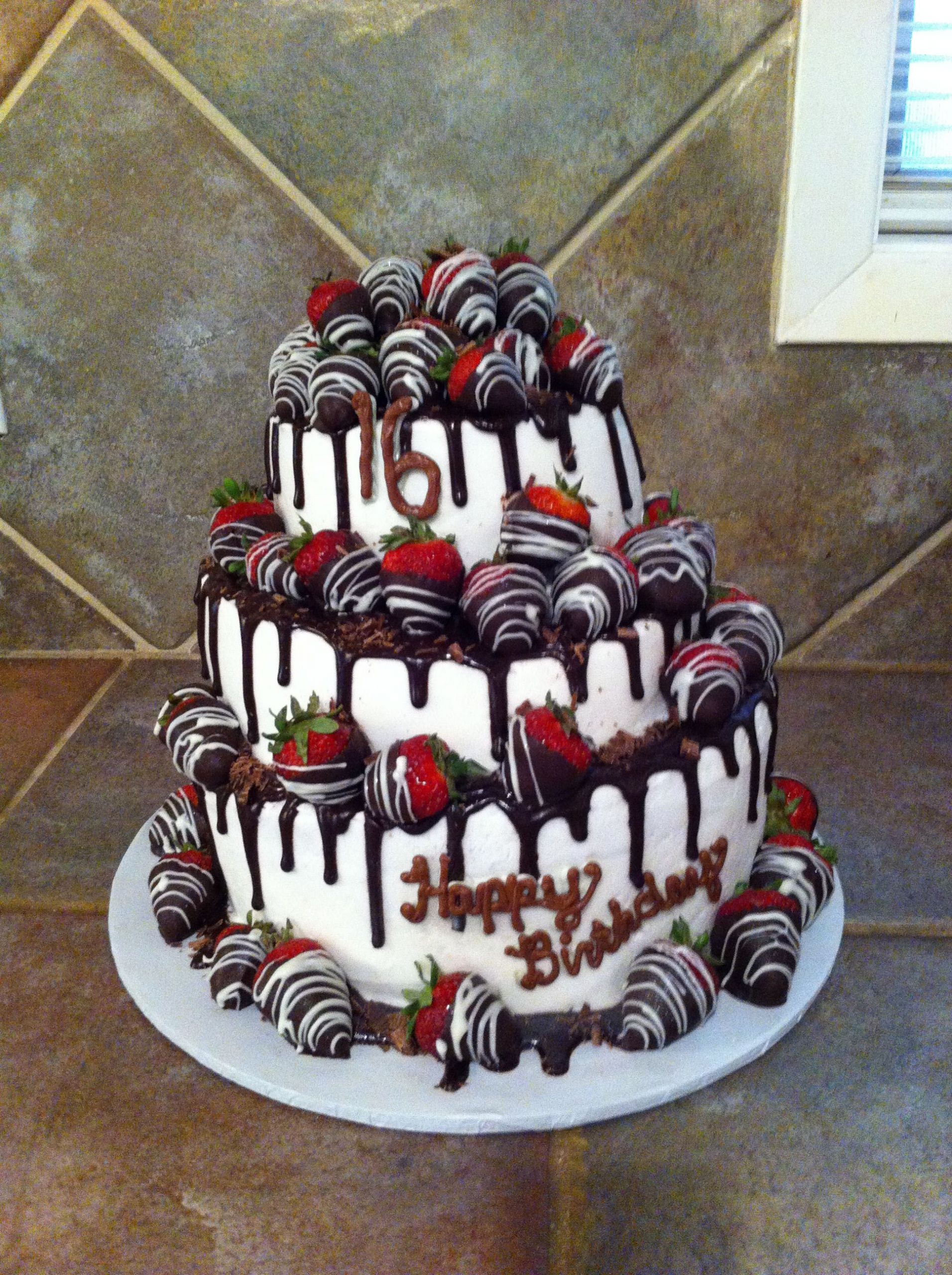 16th Birthday Cake Ideas
 16th Birthday cake chocolate covered strawberries