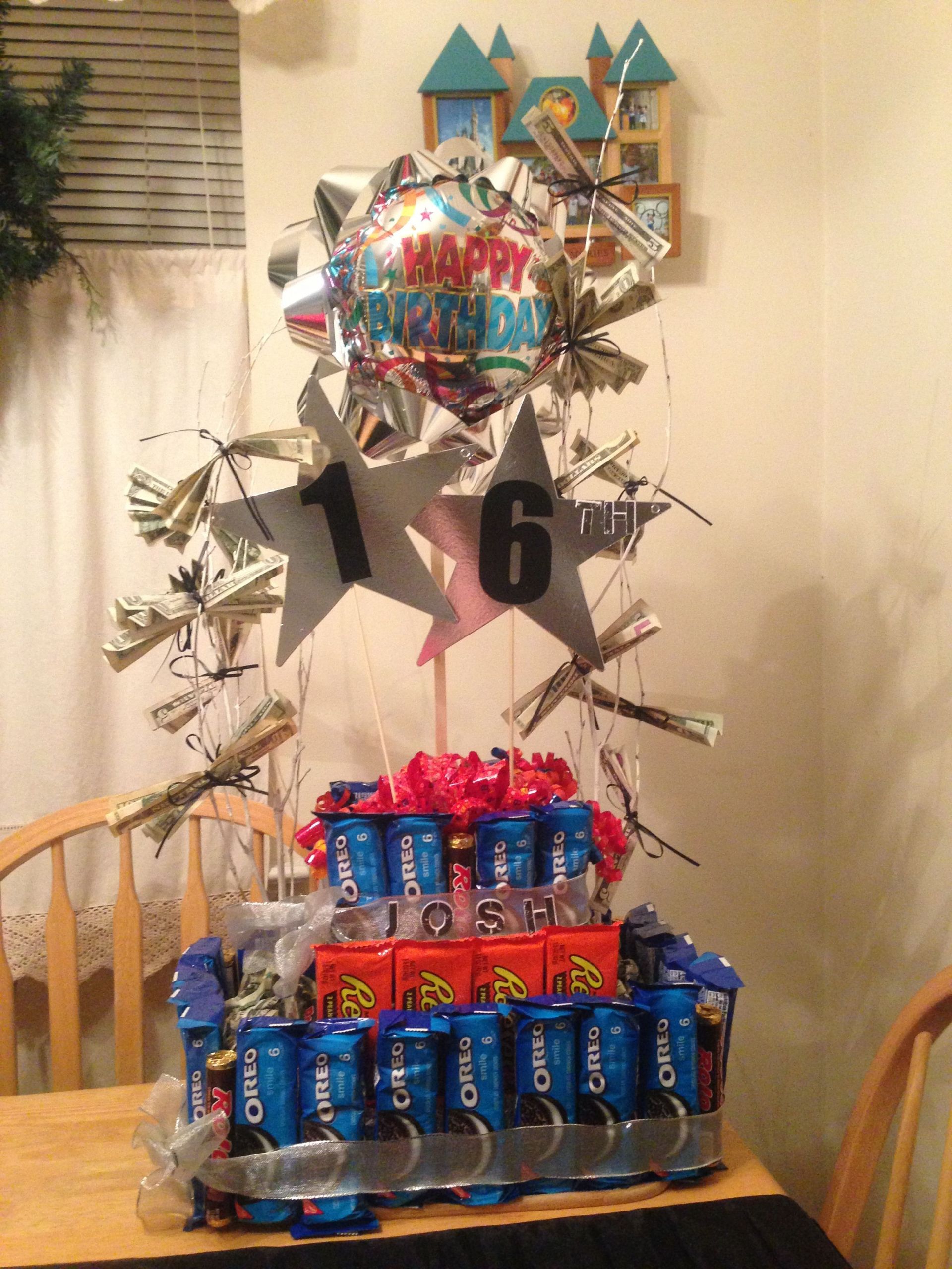 16Th Birthday Gift Ideas For Boys
 16 year old boy candy cake and money tree
