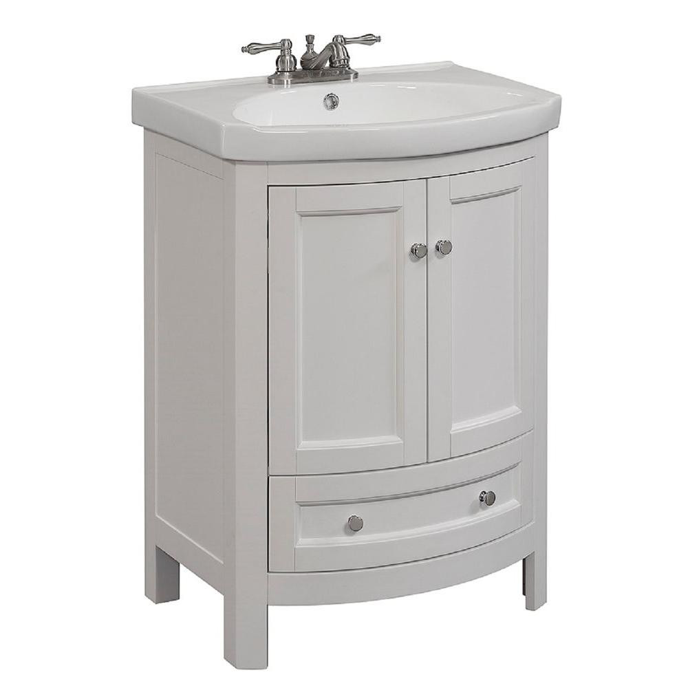 19 Inch Bathroom Sink
 Runfine 24 in W x 19 in D x 34 in H Vanity in White
