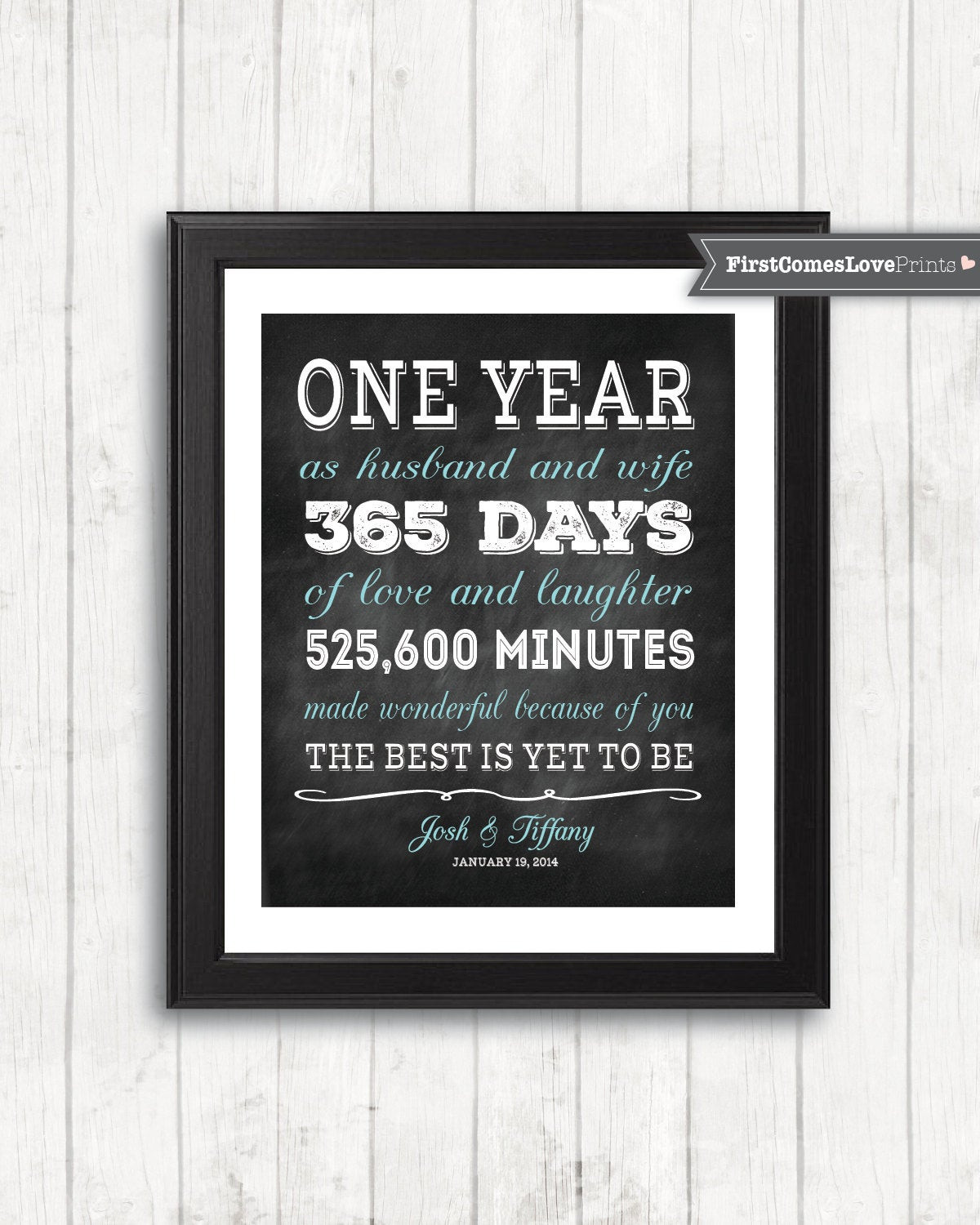1St Anniversary Gift Ideas For Husband
 Chalkboard Style First Anniversary Gift for Husband for Wife