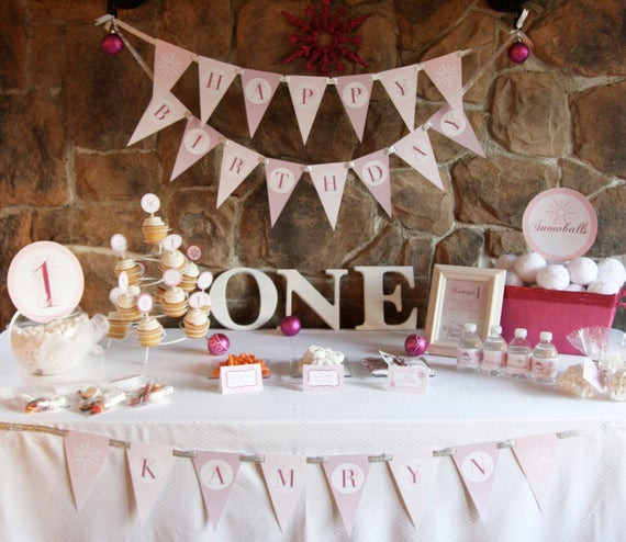 1st Birthday Decorations Girl
 Items similar to Winter ONEderland Birthday Party Theme