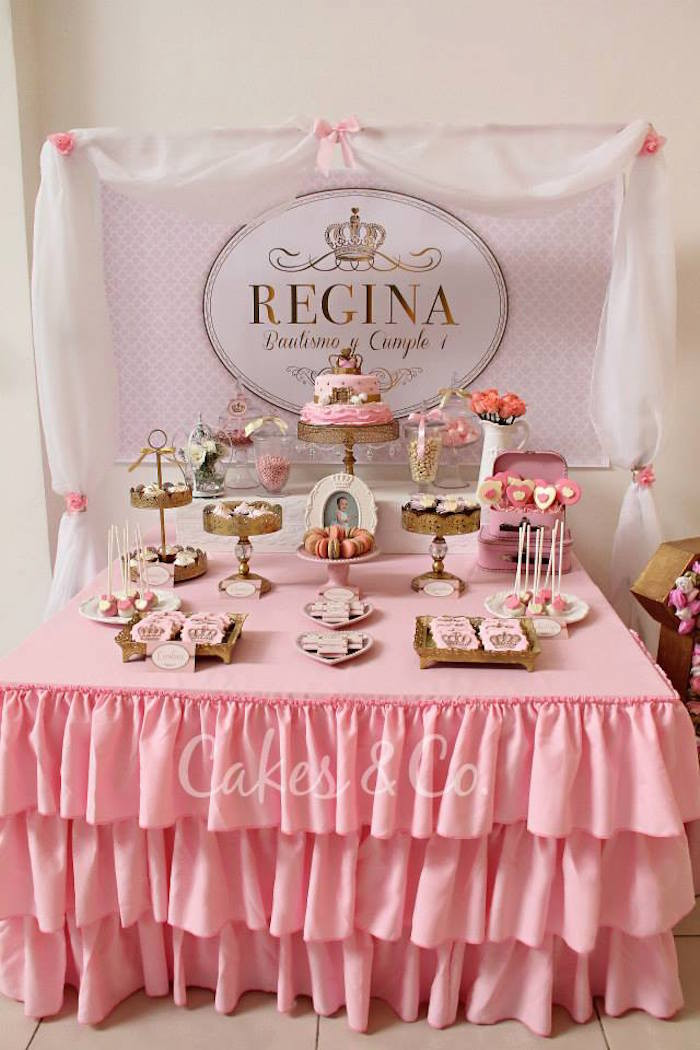 1st Birthday Princess Decorations
 Kara s Party Ideas Pink & Gold Princess First Birthday Party