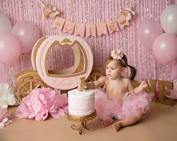 1st Birthday Princess Decorations
 PINK & GOLD First Birthday BANNER Princess baby shower banner