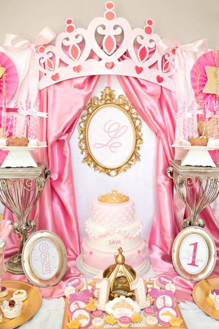 1st Birthday Princess Decorations
 Kara s Party Ideas Royal Princess First Birthday Party