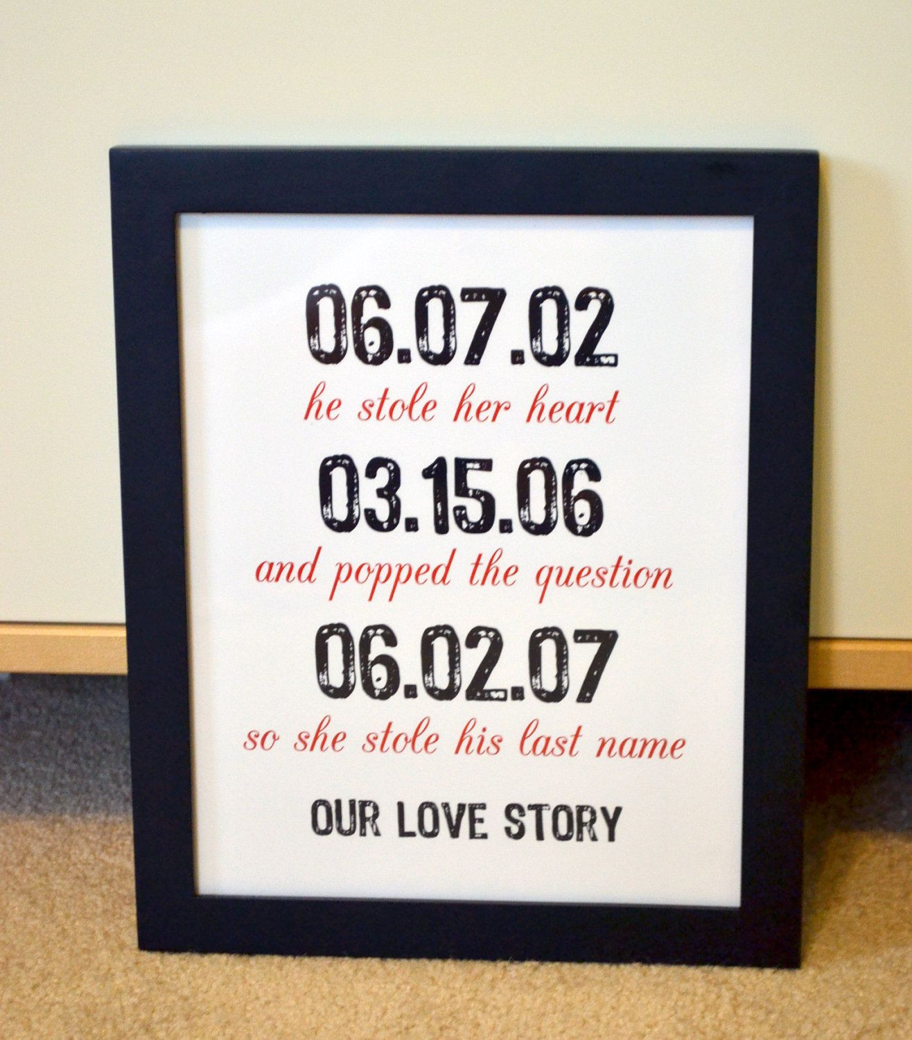 1St Dating Anniversary Gift Ideas
 Gift for husband 8x10 Wedding ts Engagement party
