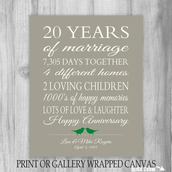 20 Year Anniversary Gift Ideas For Husband
 20 Year Anniversary Gift 20th Anniversary Art Print