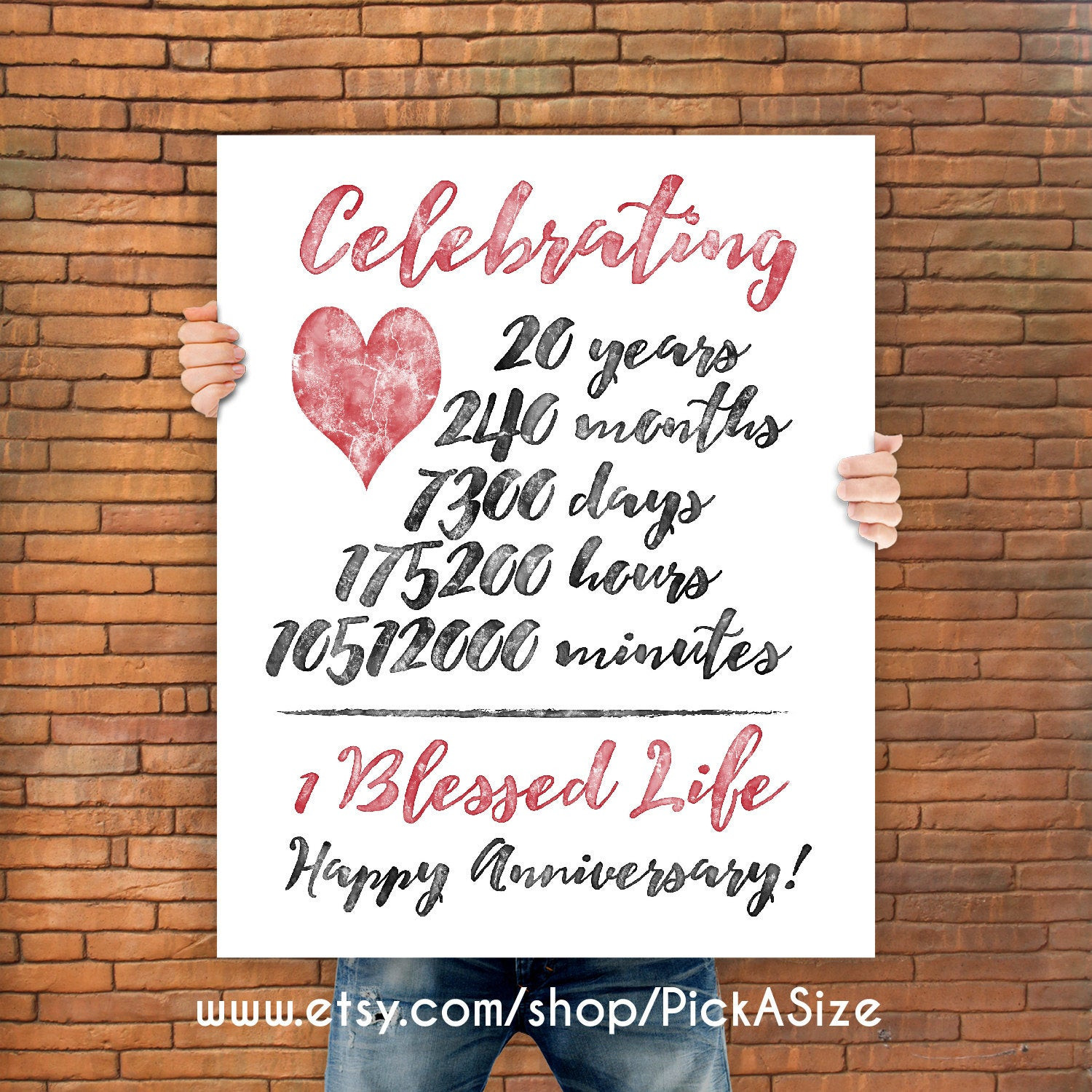 20 Year Anniversary Gift Ideas
 20th anniversary 20 Year Anniversary Gift Print Wedding