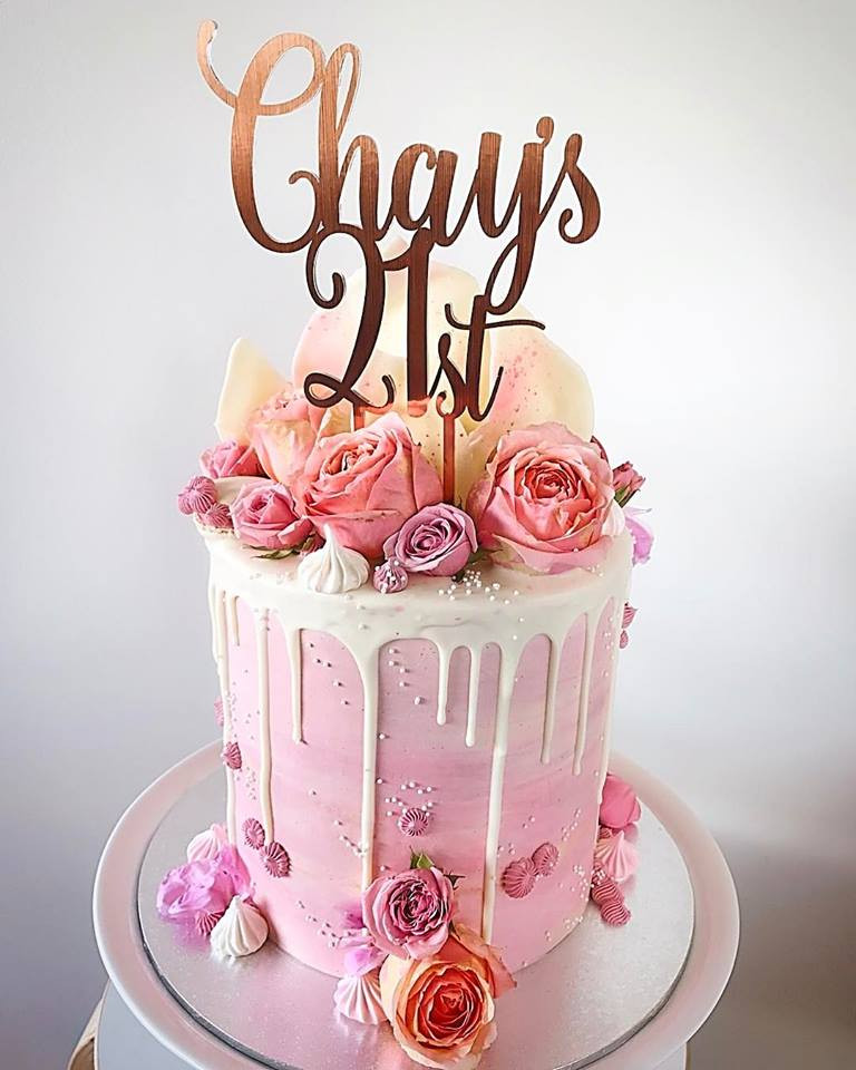 21st Birthday Cake Toppers
 XOXO Design — Chay s 21st Custom Name & Age Swirl Birthday