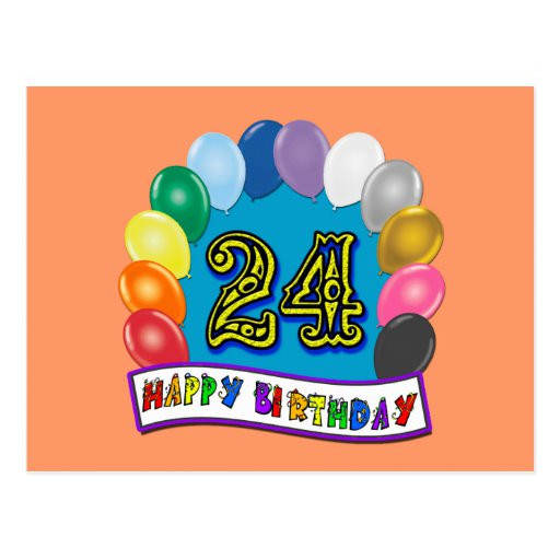 24Th Birthday Gift Ideas
 24th Birthday Gifts with Assorted Balloons Design Postcard