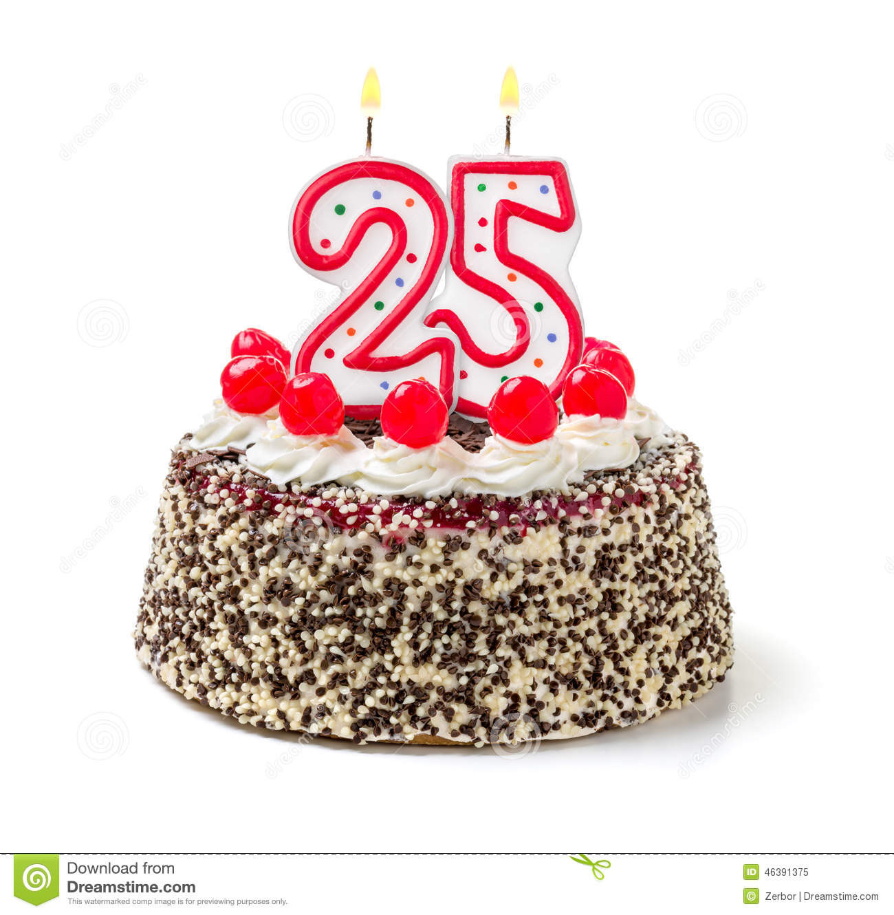 25 Birthday Cake
 Birthday Cake With Candle Number 25 Stock Image Image of