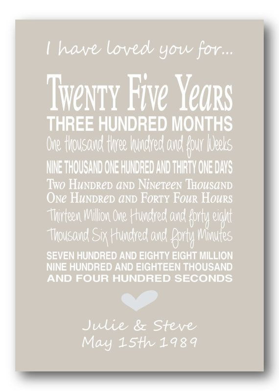 25 Year Work Anniversary Gift Ideas
 25 years anniversary Love is Pinterest