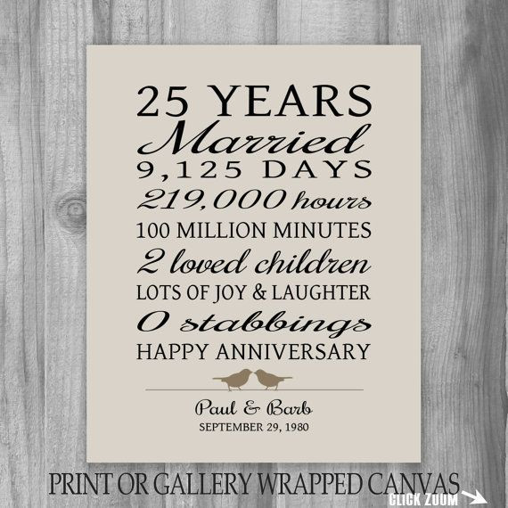 25 Years Of Marriage Quotes
 25 Year Anniversary Gift 25th Anniversary Art Print