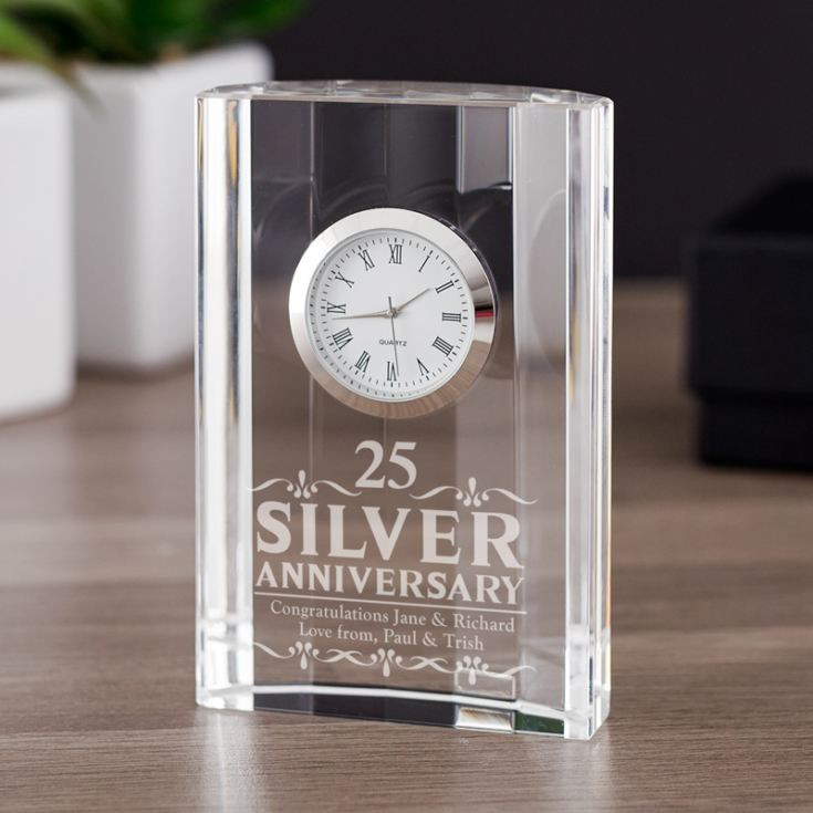 25Th Anniversary Gift Ideas For Couples
 Engraved Silver Wedding Anniversary Mantel Clock