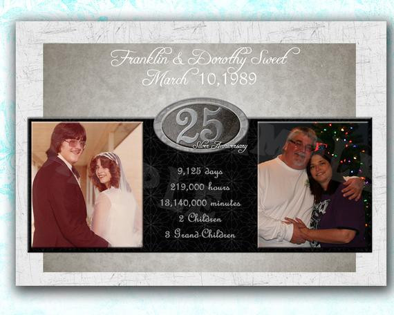 25Th Anniversary Gift Ideas For Couples
 25th Anniversary Gift 25th Wedding by PartyPrintExpress on