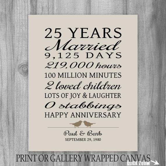 25Th Anniversary Gift Ideas For Husband
 25 Year Anniversary Gift 25th Anniversary Art Print