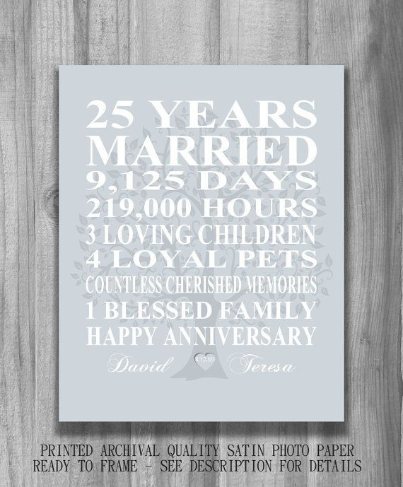 25Th Wedding Anniversary Gift Ideas For Husband
 25th Wedding Anniversary Gift Silver Anniversary Print