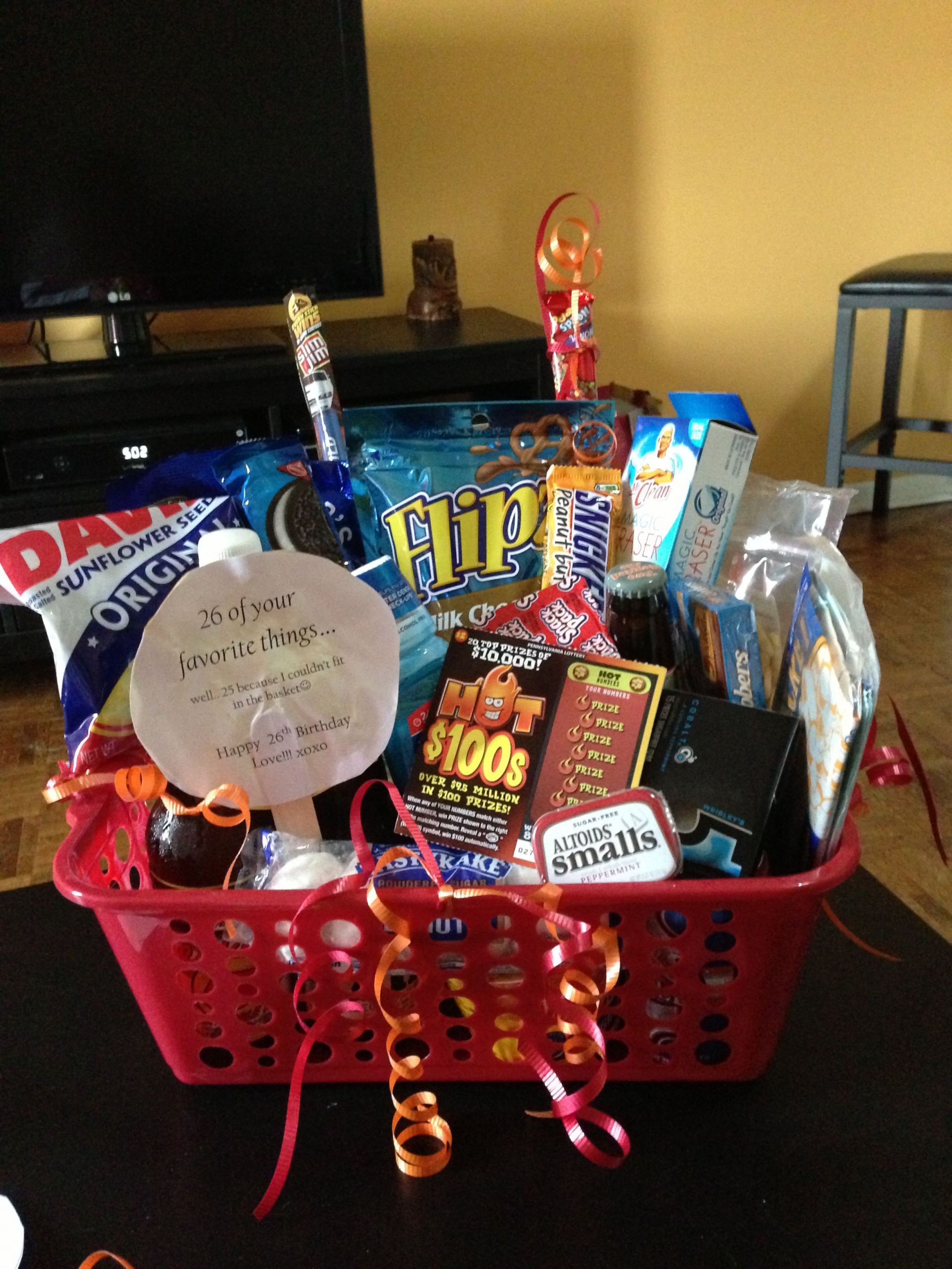 26 Year Anniversary Gift Ideas
 Boyfriend birthday basket 26 of his favorite things for