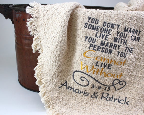 2Nd Anniversary Gift Ideas Cotton
 2nd Anniversary Cotton Gift Personalized Embroidered Throws
