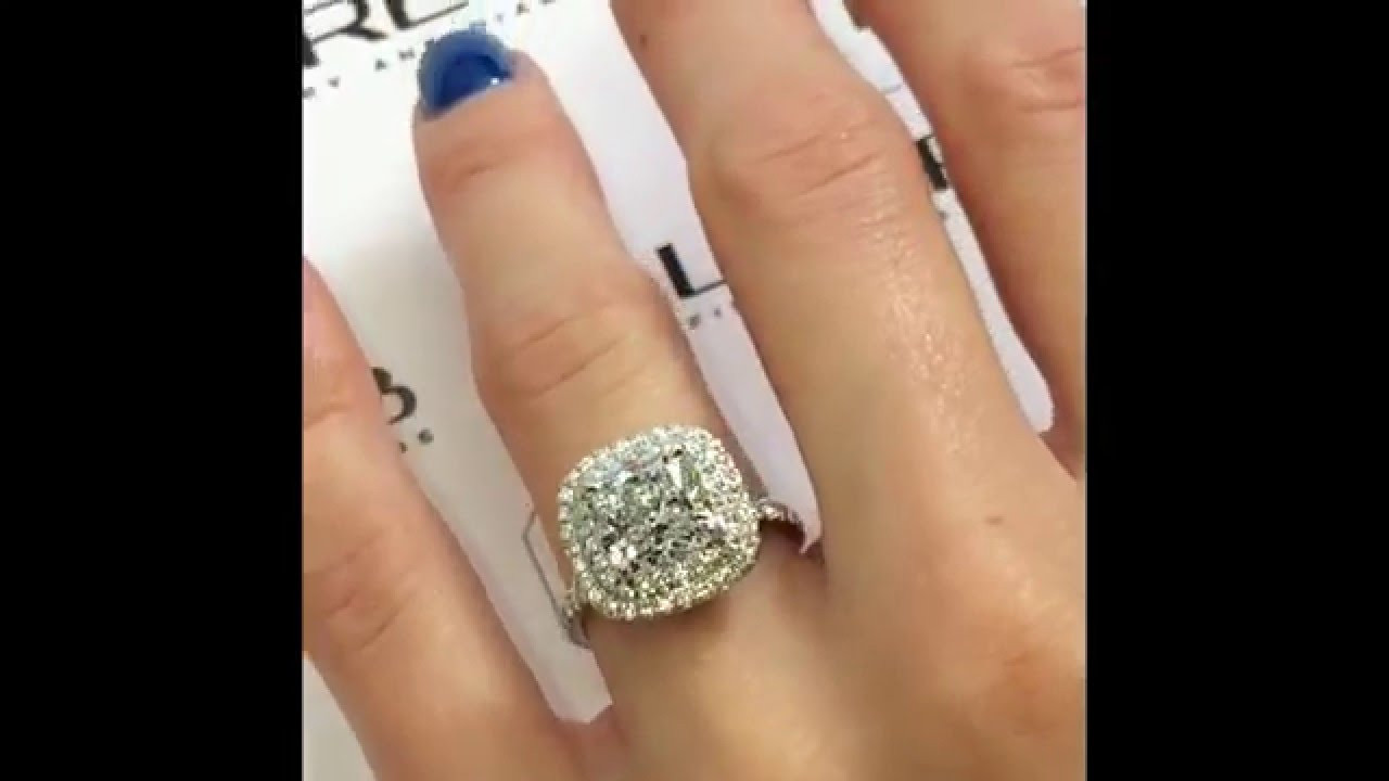 3 Carat Diamond Rings
 3 carat Cushion Diamond Engagement Ring in Double Halo