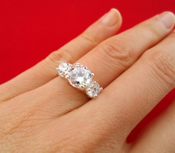 3 Carat Diamond Rings
 3 carat Diamond Anniversary Engagement 3 stone Ring size 7