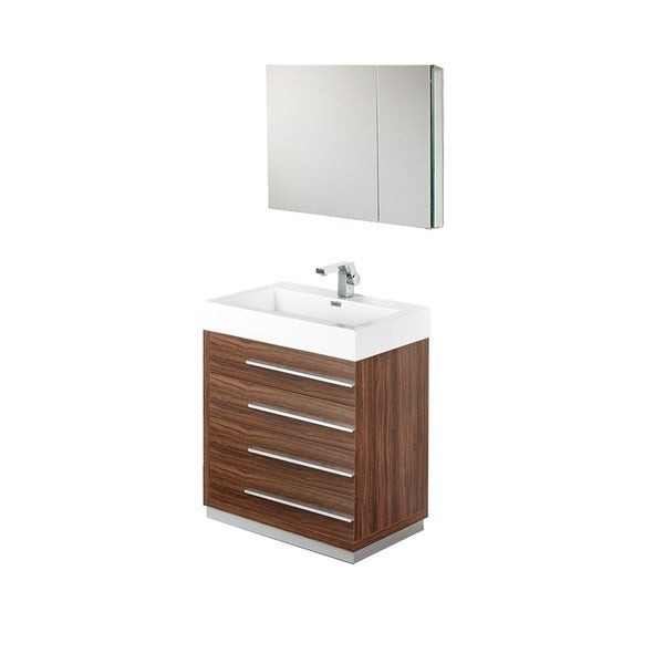 30 Inch Bathroom Vanity Cabinet
 Shop Fresca Livello 30 inch Walnut Bathroom Vanity and
