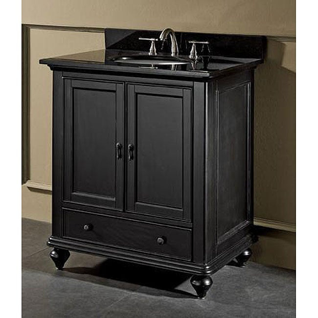 30 Inch Black Bathroom Vanity
 Cambridge 30 inch Black Granite Top Vanity with Undermount