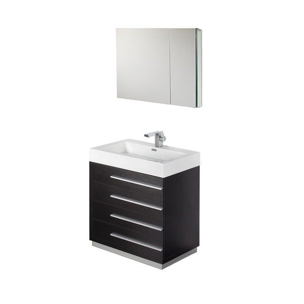 30 Inch Black Bathroom Vanity
 Shop Fresca Livello 30 inch Black Bathroom Vanity and
