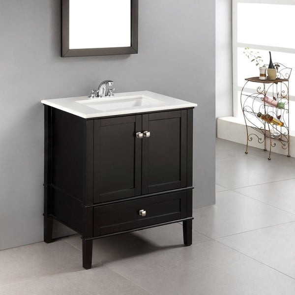 30 Inch Black Bathroom Vanity
 Shop WYNDENHALL Windham 30 inch Contemporary Bath Vanity