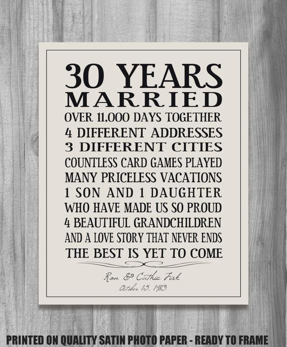 30Th Anniversary Gift Ideas For Parents
 Personalized Anniversary Gift Our Story Time by