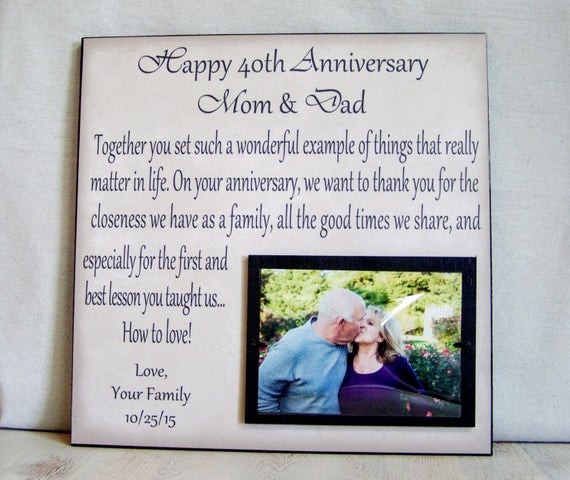 30Th Anniversary Gift Ideas For Parents
 Anniversary Picture Frame Gift 40th Anniversary 30th