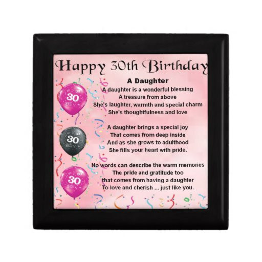 30Th Birthday Gift Ideas For Daughter
 Daughter Poem 30th Birthday Gift Boxes