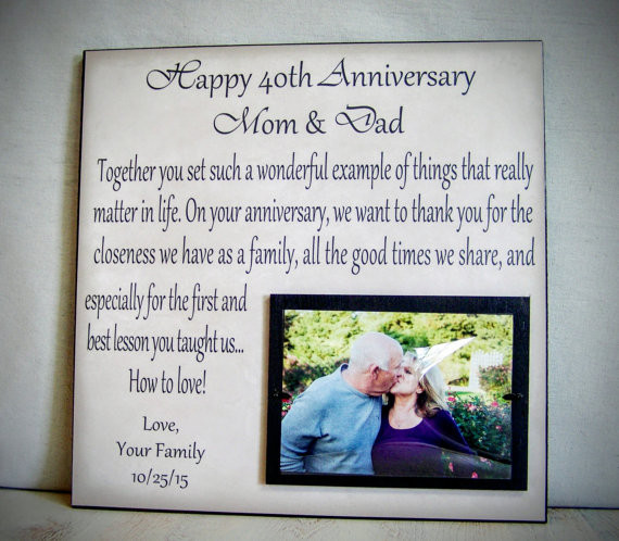 30Th Wedding Anniversary Gift Ideas For Parents
 Anniversary Picture Frame Gift 40th by YourPictureStory on