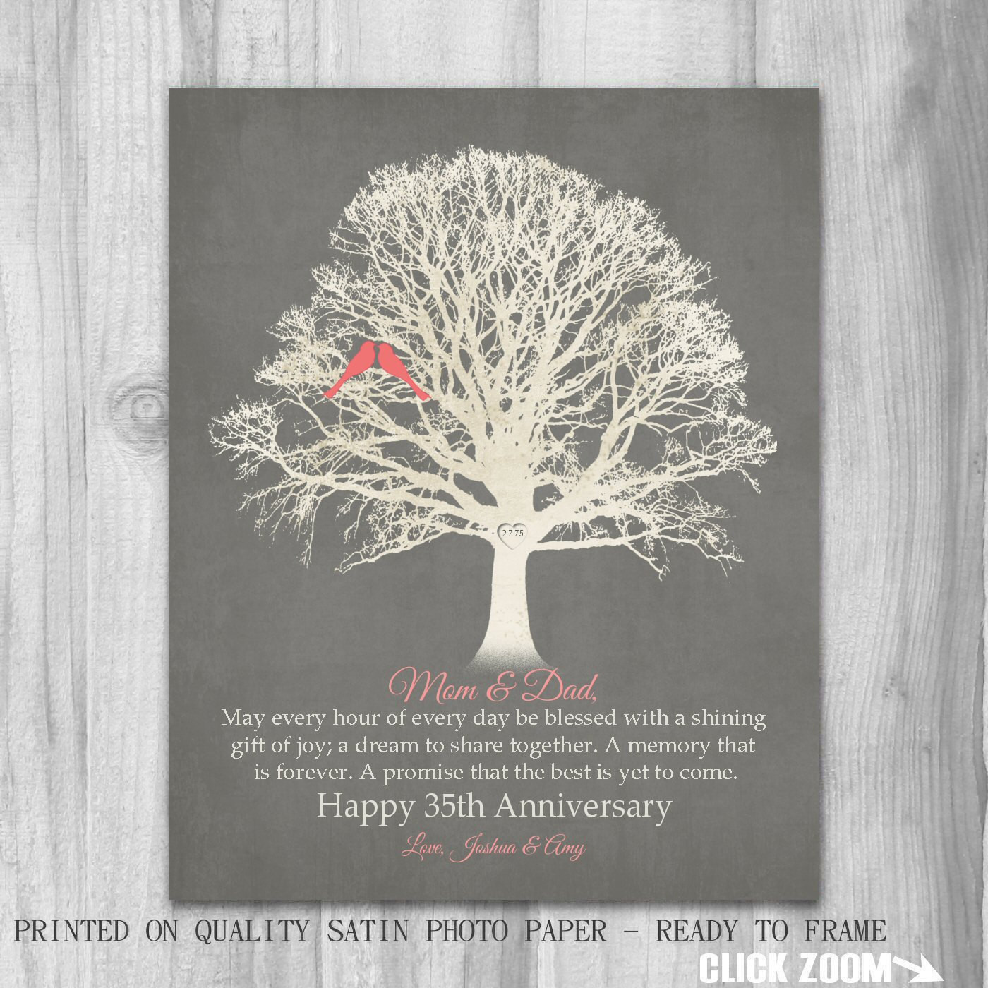 35Th Wedding Anniversary Gift Ideas
 35th Anniversary Gift for Parents Gift Mom Dad 35 Years Family