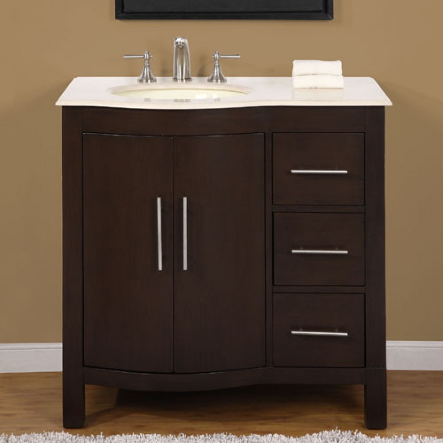 36 Modern Bathroom Vanity
 36 Inch Modern Single Bathroom Vanity with Cream Marfil