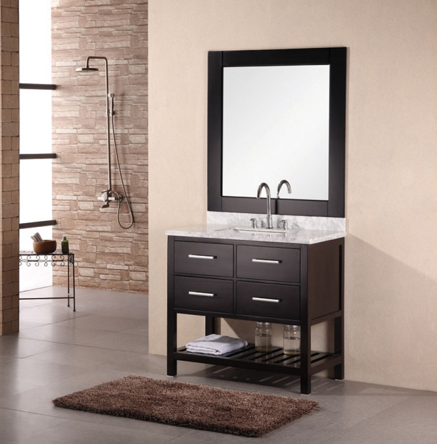36 Modern Bathroom Vanity
 36 Inch Modern Single Sink Bathroom Vanity with Carrera