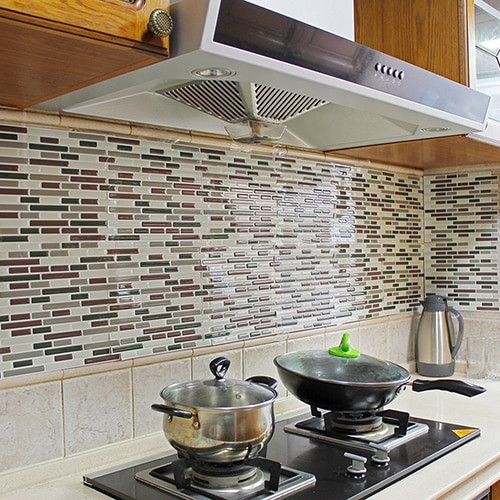 3D Kitchen Backsplash
 4Pcs Home Decor 3D Tile Pattern Kitchen Backsplash