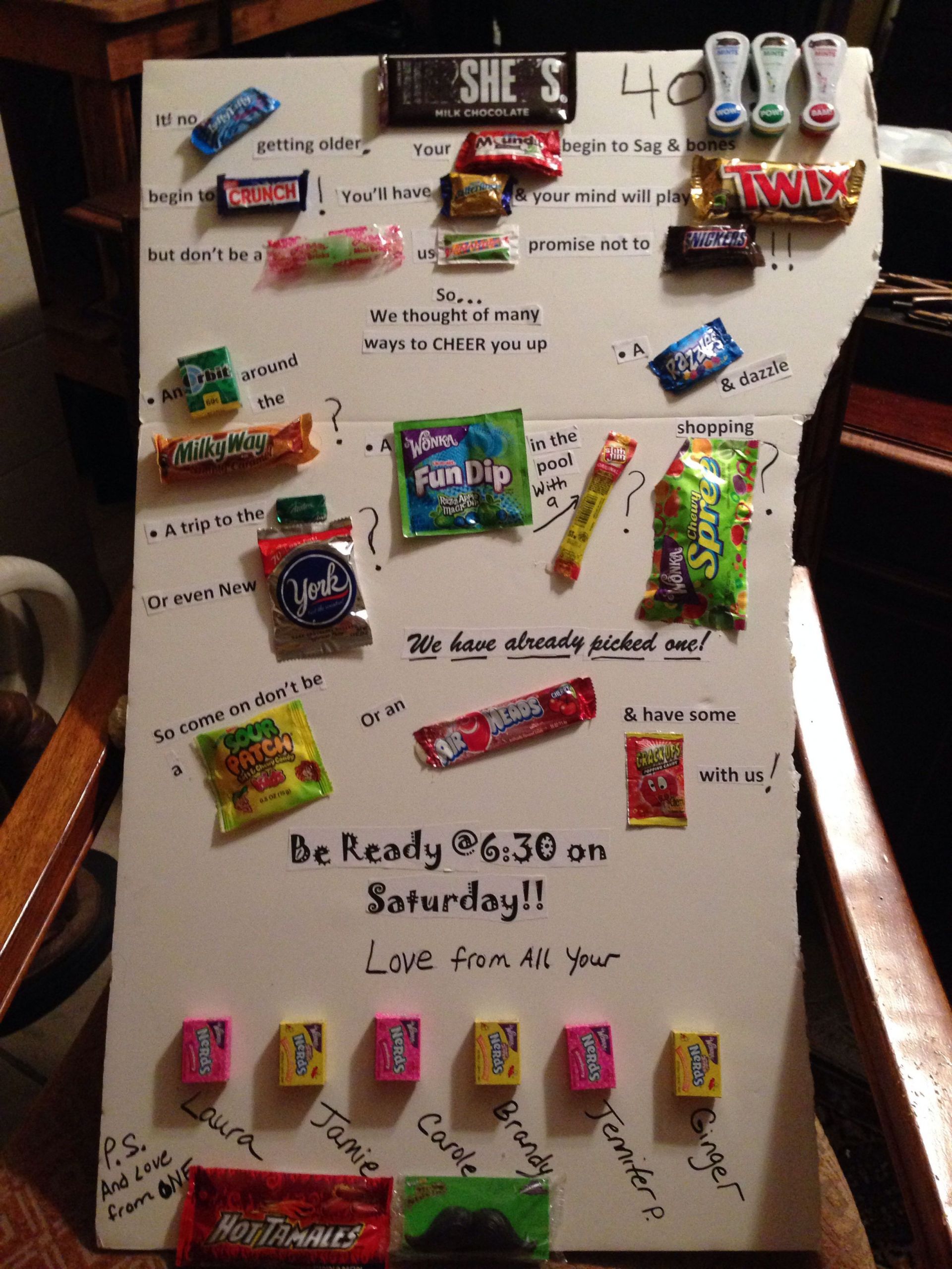 40th Birthday Gift
 Candy bar sayings Friends 40th birthday